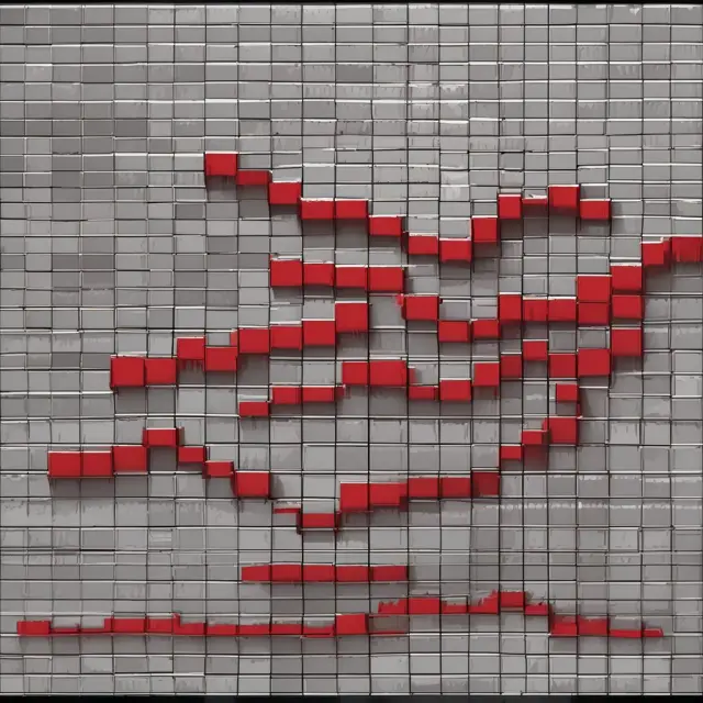 An image of a Renko chart displaying white bricks as support levels and red bricks as resistance levels
