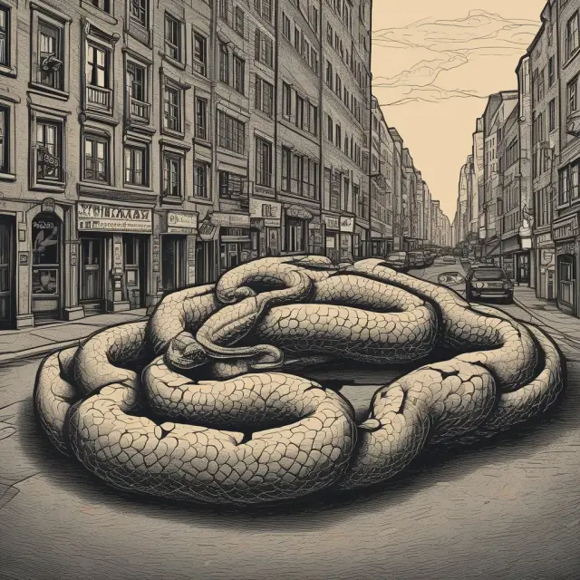 Serpents representing rent seeking coiling around markets, obstructing market efficiency and competition