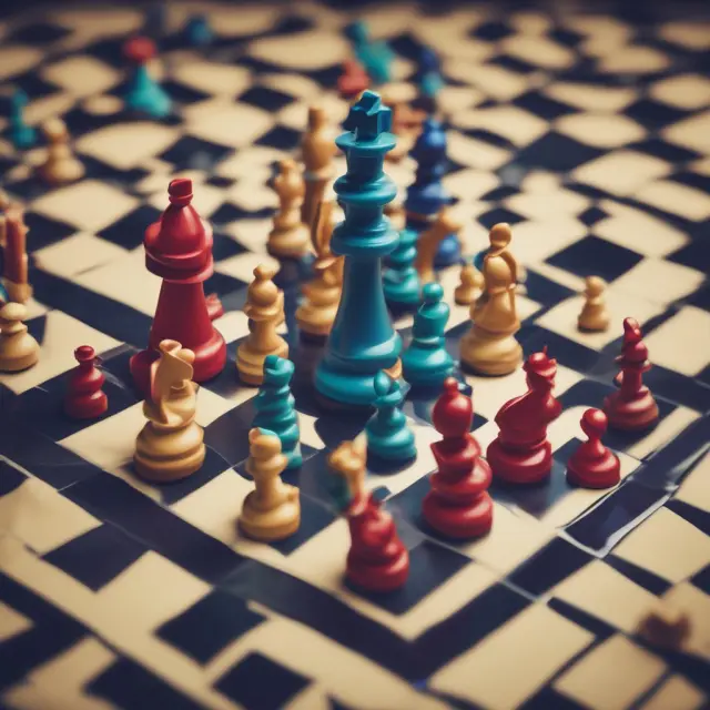 Rent-seeking industries depicted as chess pieces on a board: healthcare, energy, finance, and technology