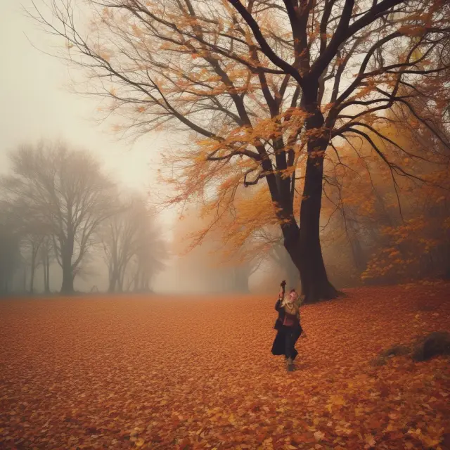 Autumn leaves drifting amidst corporate symbols: Reorganization