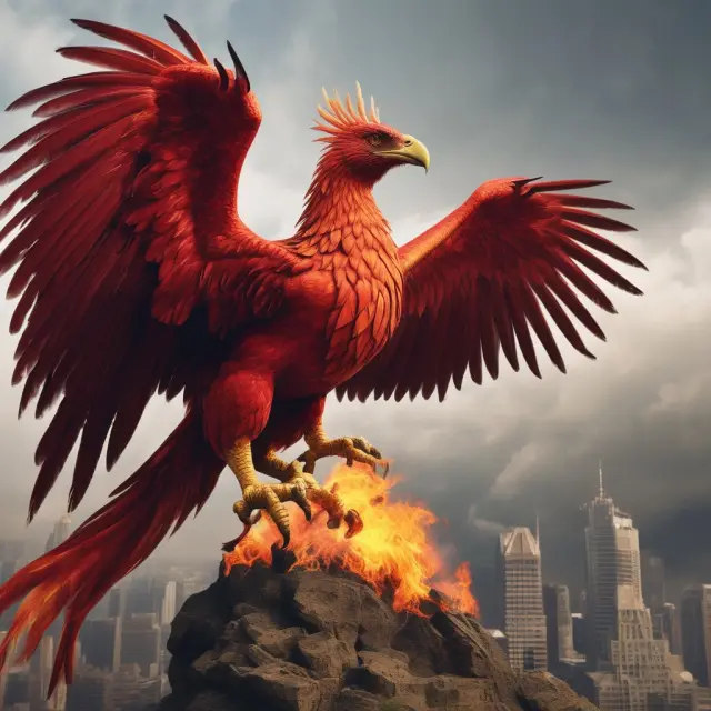 Private equity investors breathing new life into struggling companies, symbolized by the mythical phoenix rising from ashes
