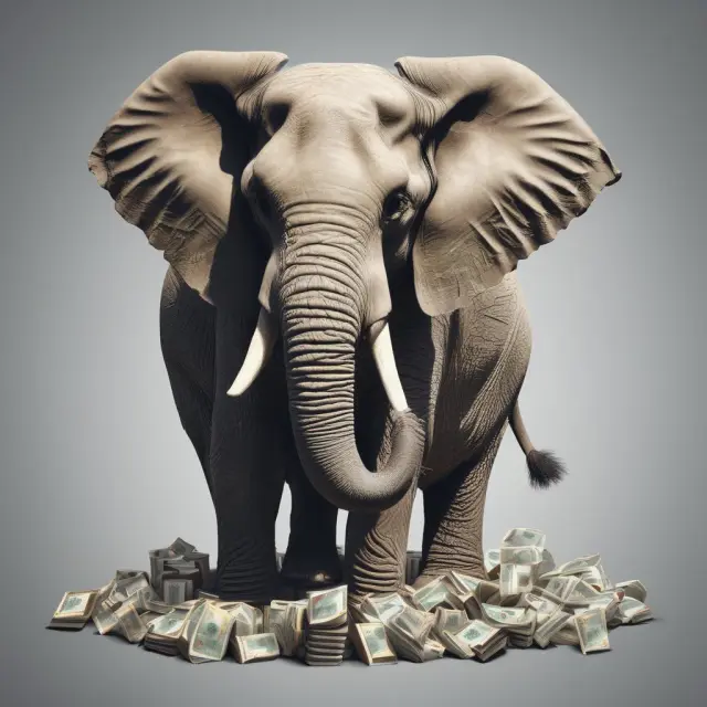 Elephant holding Indian Rupees, depicting secure financial management for NRIs with repatriation options