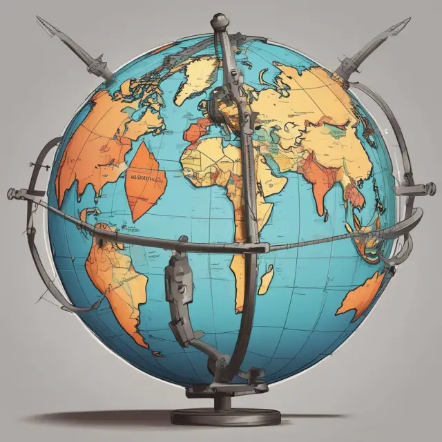 Image of a globally connected economy where capital flows shift between countries. Arrows represent these movements, and some are obstructed by shackles symbolizing repatriation laws.