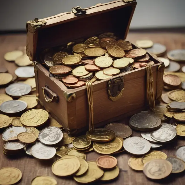A person repatriating gold coins from a chest, representing financial assets transferred between countries