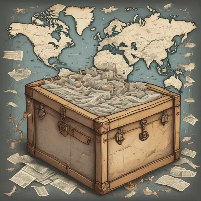 Image of global map showing arrows transferring earnings from foreign countries towards a US Treasury chest