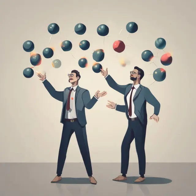 Person juggles debts as balls, communicates with lender - Effective debt management and open communication.