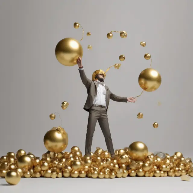 Juggler balances multiple golden balls representing consolidated loans