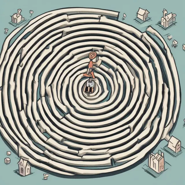 A borrower facing multiple loans is depicted as someone wading through a maze, with a lender offering guidance as a beacon of light