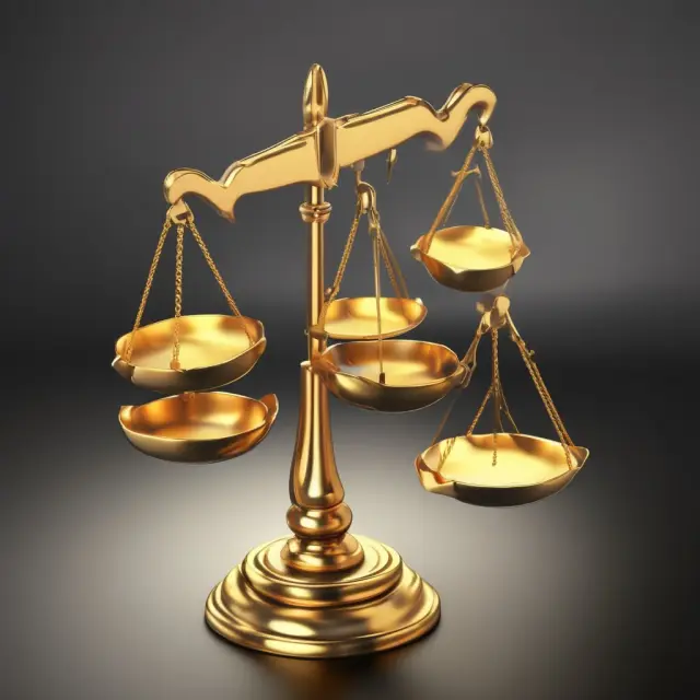 A golden scale balances pension plans, symbolizing retirement income streams contributing to an individual
