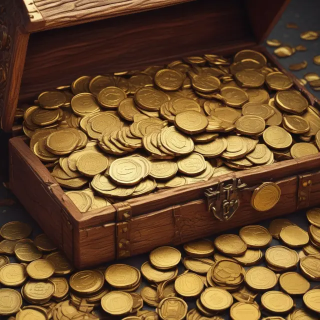 A golden treasure chest filled with coins representing diverse financial data points, symbolizing the importance of representative samples in finance and investment decision making