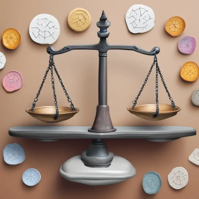Scale representing balanced, unbiased sampling of diverse demographics and investment sectors for accurate financial analysis
