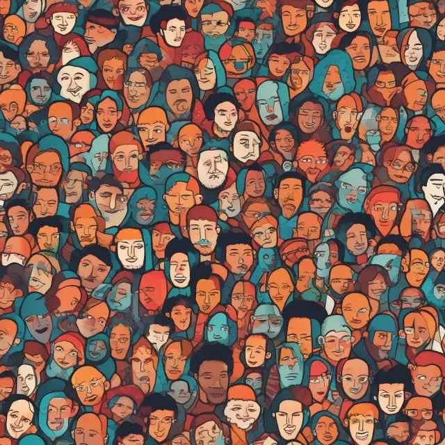 Diverse group of individuals forming a representative sample in a vibrant and inclusive scene