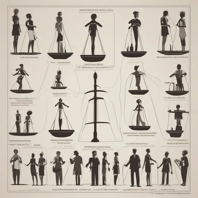 An image of balanced scales with different colored weights symbolizing diverse population strata in stratified random sampling