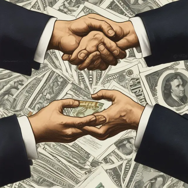 Golden hands represent the parties involved in a repo agreement, exchanging securities as collateral