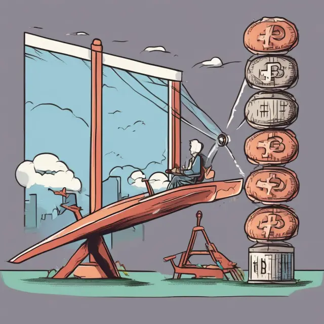 An institutional investor stands on a giant seesaw, balancing gains from repo advantages with potential losses from disadvantages
