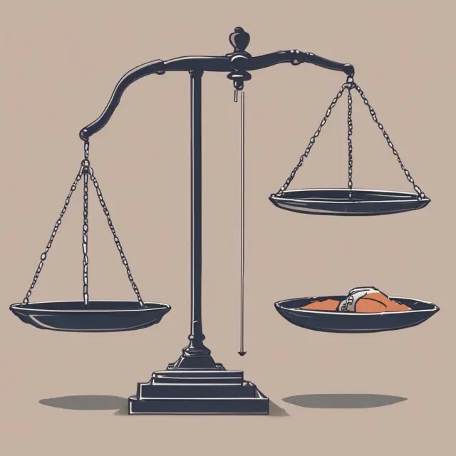A pair of scales with reputation represented as a gold coin; one pan weighs the gains, the other the losses, highlighting the importance of balancing risk measurement.