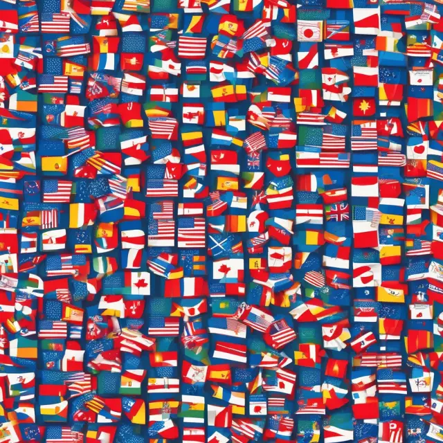 Multiple flags intertwined to form a corporate logo, representing MNC