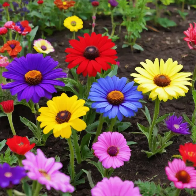 A flourishing garden with five different types of seeds symbolizing hardware, software, IT services, professional services, and construction/real estate RFPs in finance and investment