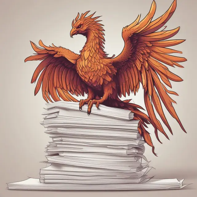 A phoenix rising from a stack of papers symbolizes the power of effective Request for Proposals (RFPs) in bringing new life to complex projects.