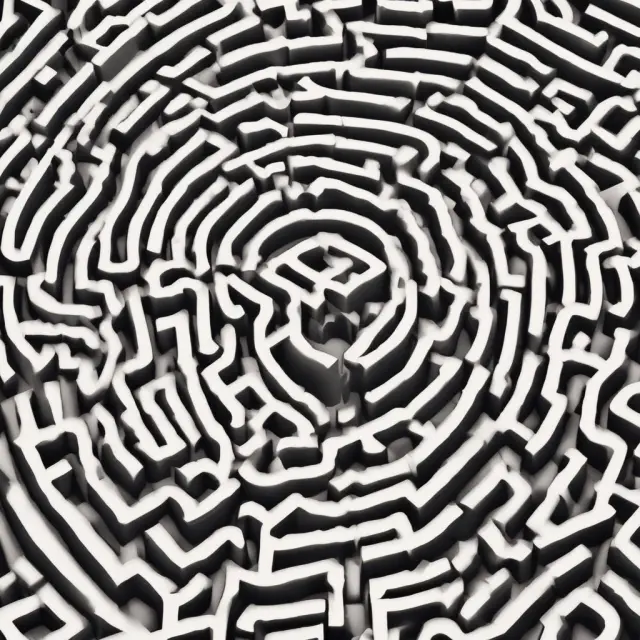 An intricate maze illustrating the Request for Proposal (RFP) bidding process, representing the complex journey from solicitation to contract negotiation
