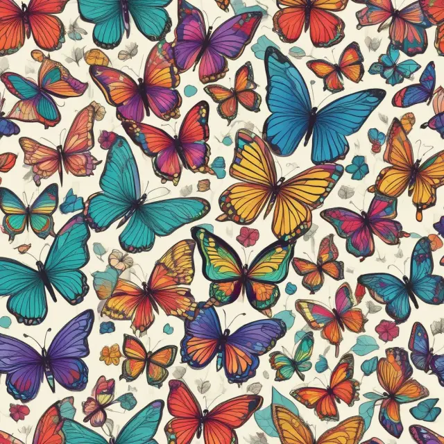 Vendors as colorful butterflies submitting bids in an open RFQ marketplace