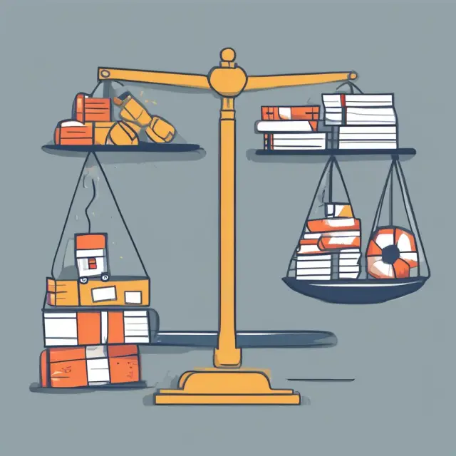 An image depicting a company representative weighing a scale with vendors