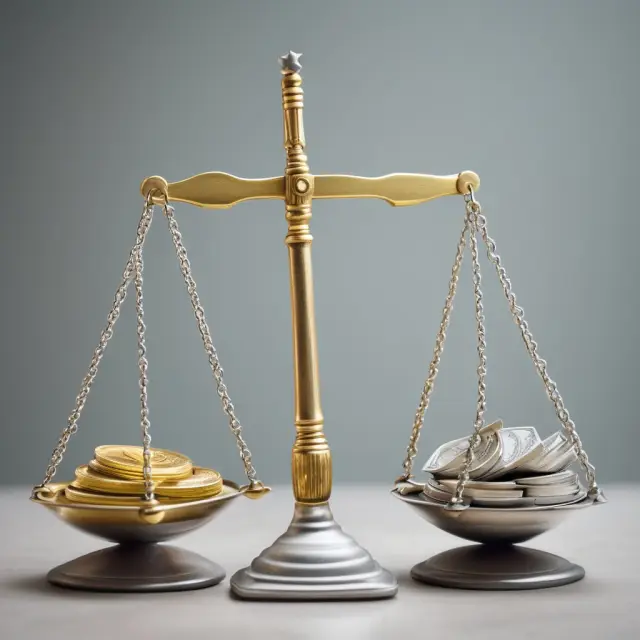 Image of golden Roth IRA and silver Roth 401(k) on a balance scale, representing taxed versus untaxed retirement distributions and RMD rules.