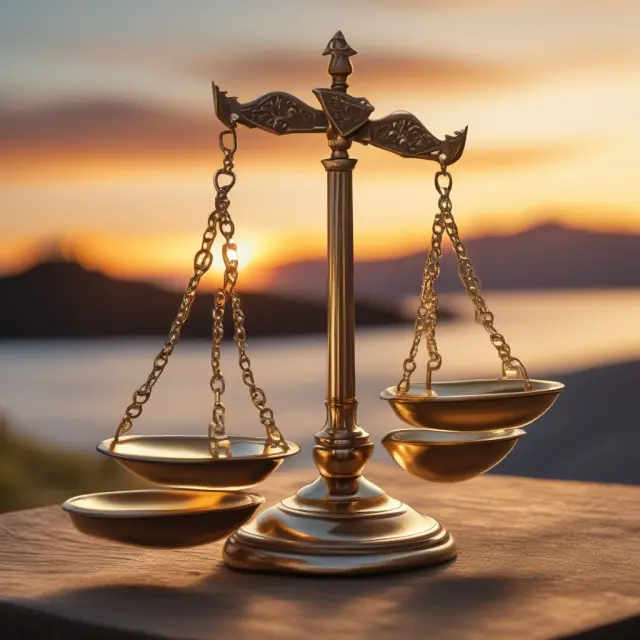 A golden scale balances various IRAs while the setting sun symbolizes approaching tax deadlines. Maximizing retirement benefits and minimizing taxes.