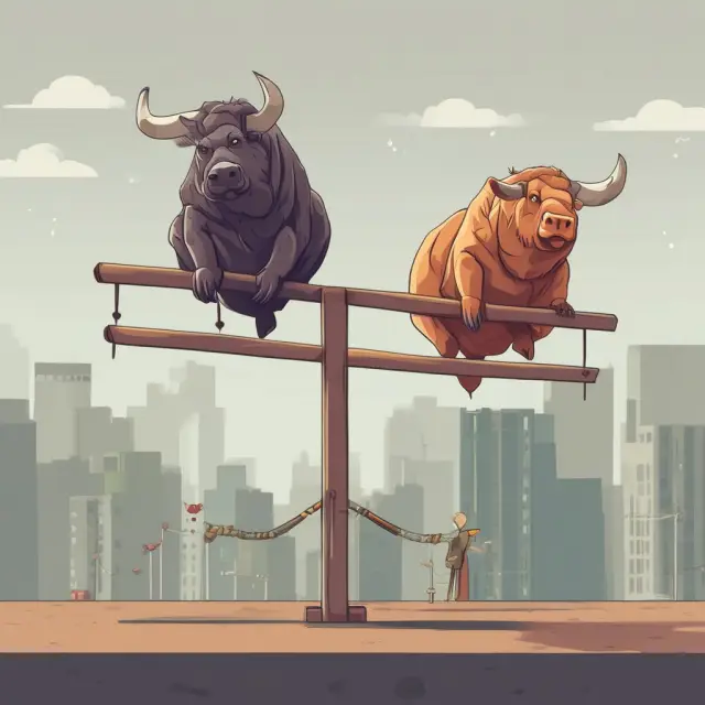 A seesaw represents the CAPM model. A beta bull and bear weigh in, while an index and risk-free rate determine balance.
