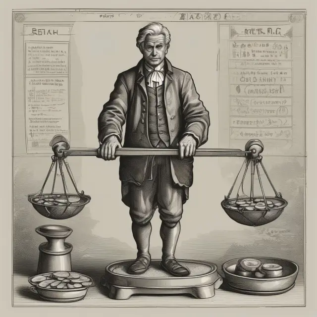 Scholar calculating Required Rate of Return (RRR) using CAPM, with a balance scale displaying beta, market rate, and risk-free rate