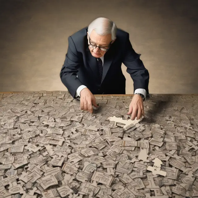 Fed governor adjusting reserve requirements in monetary policy, illustrated as a jigsaw puzzle