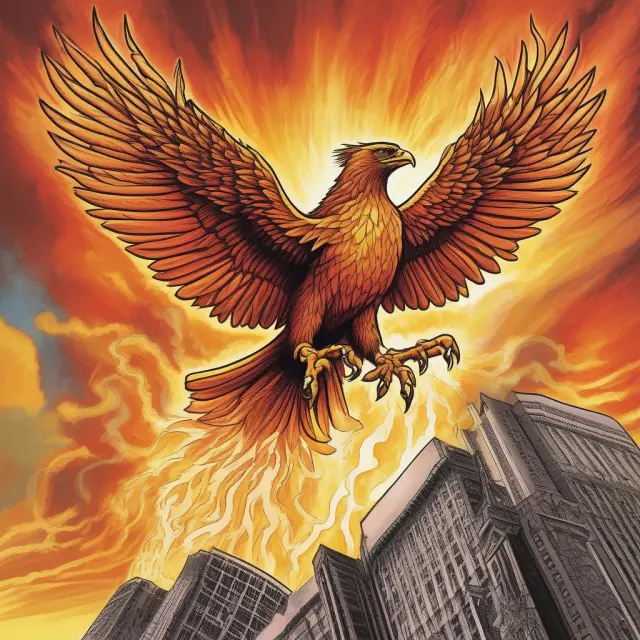 An image of a phoenix rising from a pile of gold coins and paper money, symbolizing the impact of reserve requirements on expansionary and contractionary monetary policies