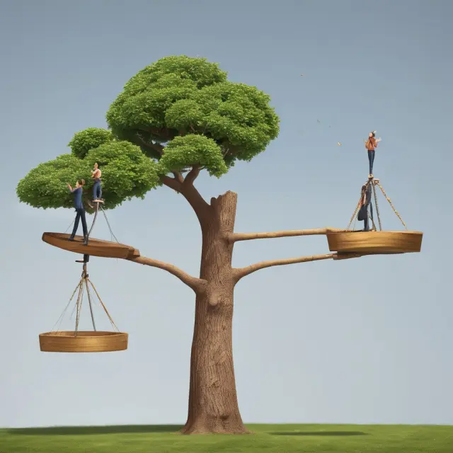 A seesaw balancing economic growth on one side and financial stability on the other, with reserve requirements as the pivot