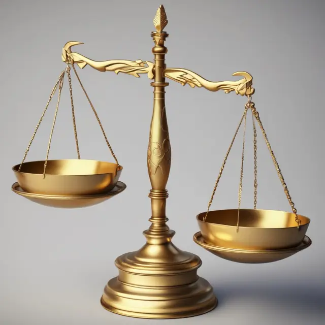 Two golden scales balance coins from requisitions, purchase orders, and vendor invoices, ensuring financial accuracy in the procurement process.