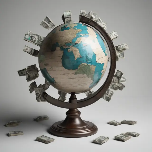 Globe decorated with US dollars, representing the U.S. dollar