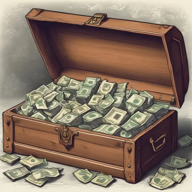 A central bank vault filled with a treasure chest of various international currencies, symbolizing their role in managing and stabilizing the global economy