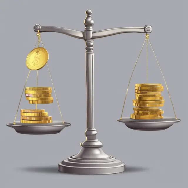 Gold coins for operating funds and silver coins for reserve funds balanced on scales