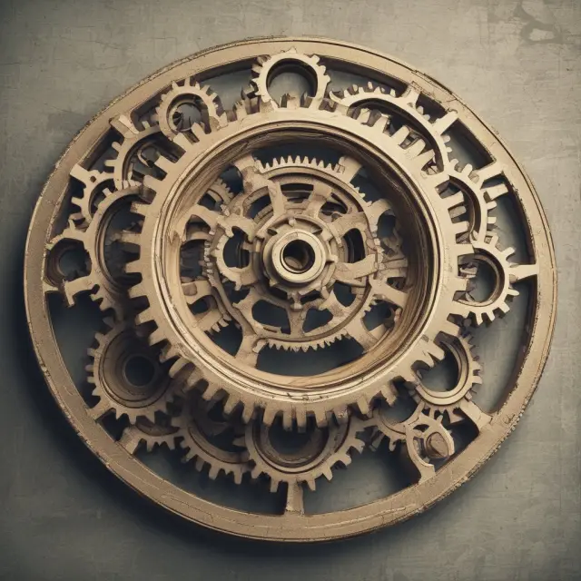 An intricate set of gears symbolizing the money multiplier, with the reserve ratio