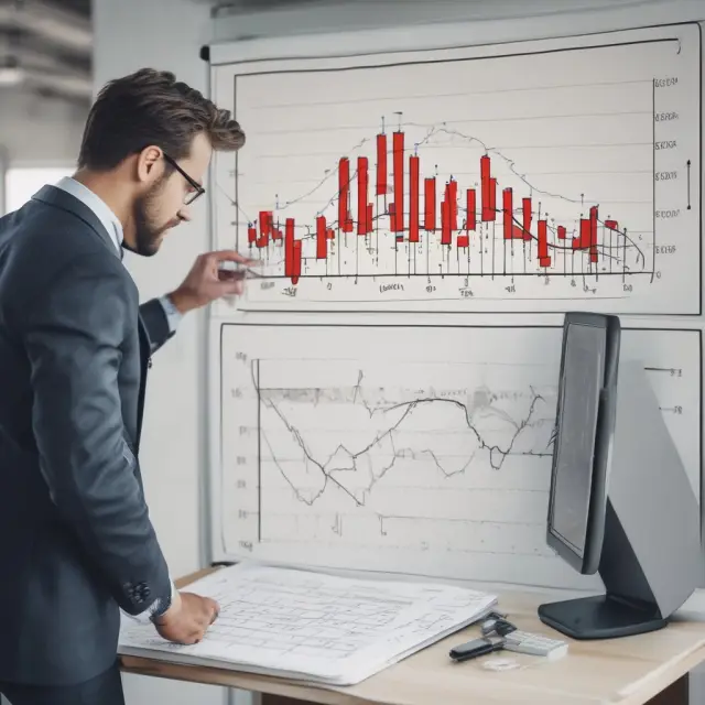 A business owner interpreting residual standard deviation values by analyzing a scatter plot, with accurate predictions indicated as points close to the regression line