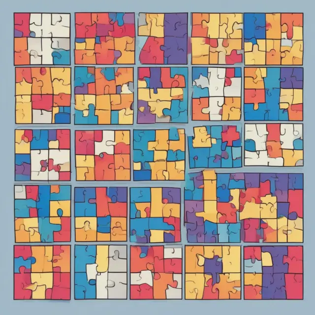 Puzzle pieces representing various statistical models coming together, with smaller residual standard deviations creating a clearer and more accurate final image