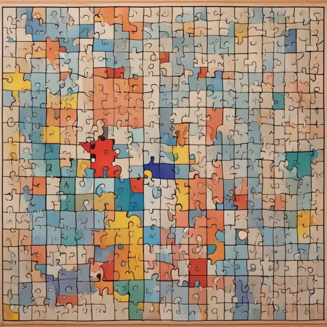 Image: Regression model depicted as a puzzle; perfect fit (ideal RSS) shown as a completed puzzle, while larger residual sum of squares (RSS) represented by incomplete puzzle pieces