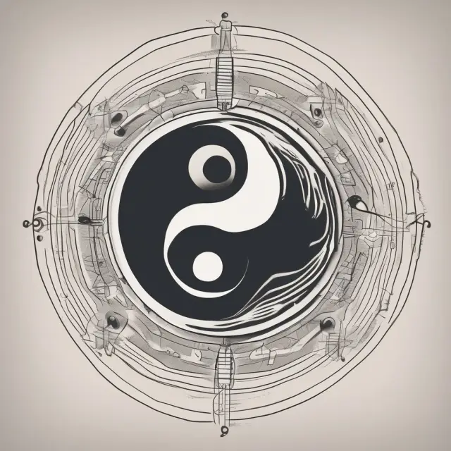 A yin-yang symbol representing the residual sum of squares (RSS) in finance, illustrating the balance between explained and unexplained market data