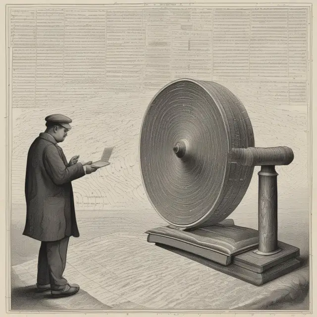 An intellectual examining financial records with RSS values illuminated on a scroll, symbolizing the correlation between consumer spending and GDP.