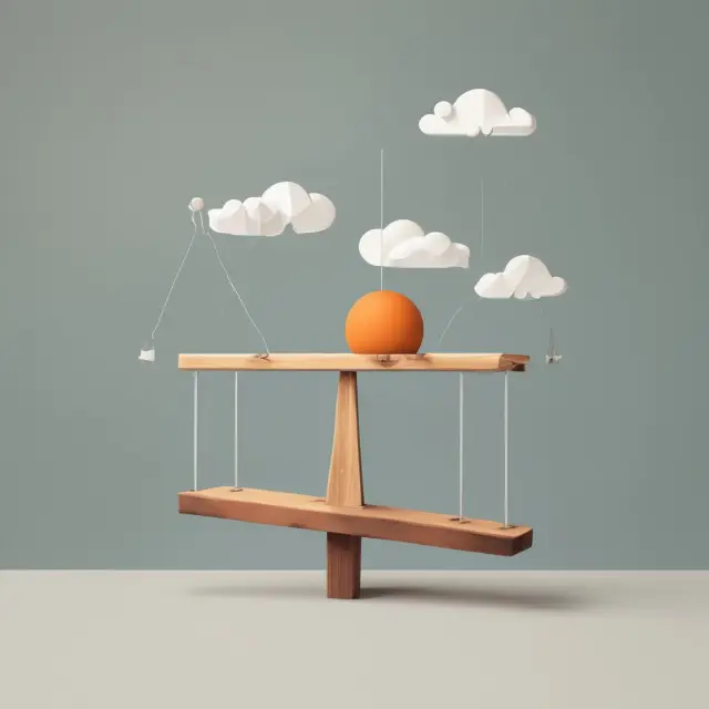 A seesaw representing Residual Sum of Squares (RSS) in finance, balancing the discrepancy between data and predictions.