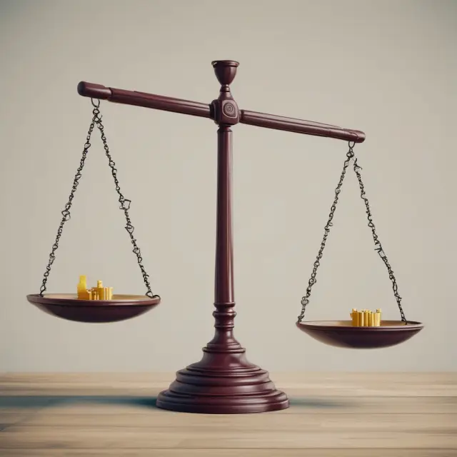 Scale with assets on a seesaw, depicting the impact of market conditions on residual value estimation