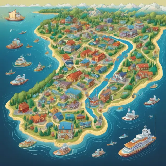 Puzzle map displaying auto and real estate industries connected by winding residual value rivers signifying informed business decisions based on accurate asset disposal estimates.