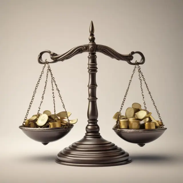 A set of scales tipping towards a jar labeled 