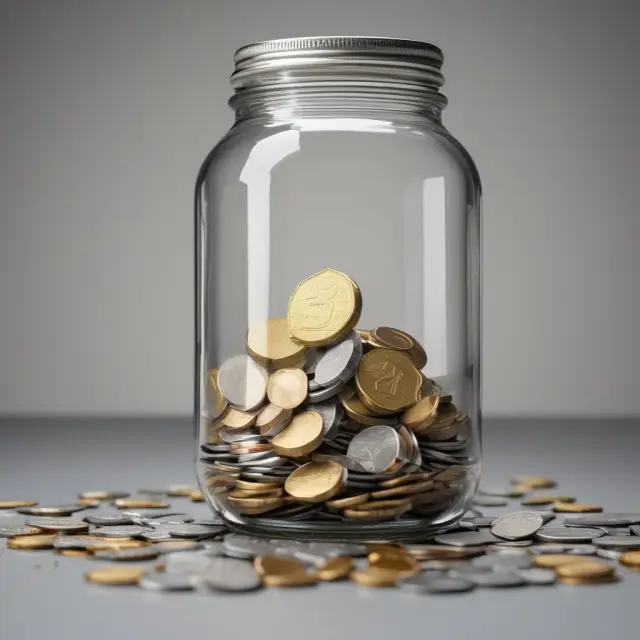 Golden coin dropping into a container of silver coins, illustrating taxable residual income.