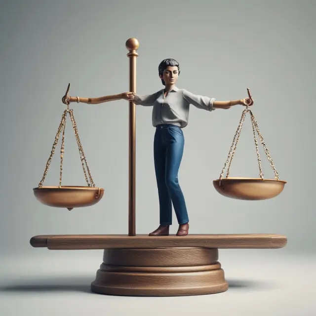 A person holding scales represents calculating residual income, with income streams flowing in and expenses draining off. This image symbolizes assessing the remaining disposable income.