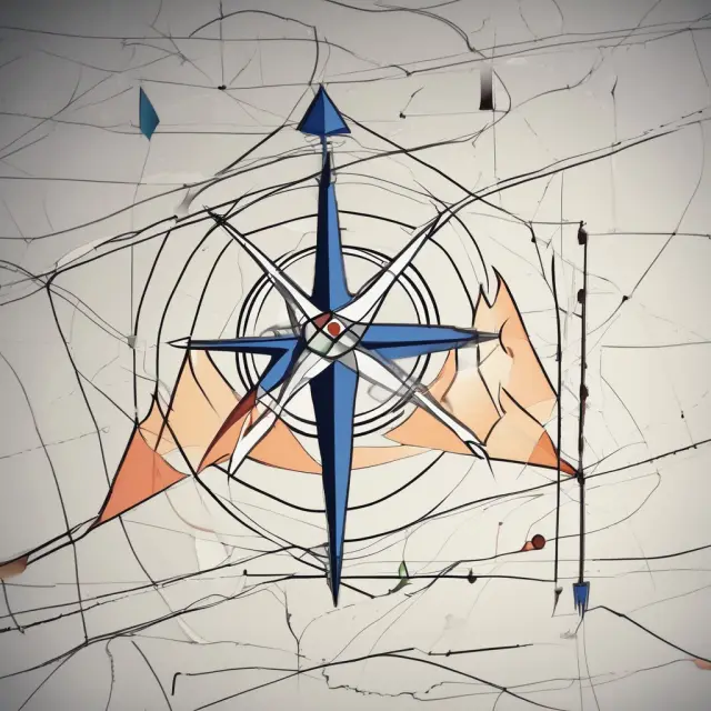 A compass with trendlines forming the direction arrows, depicting resistance as essential navigation points in uptrends and downtrends.